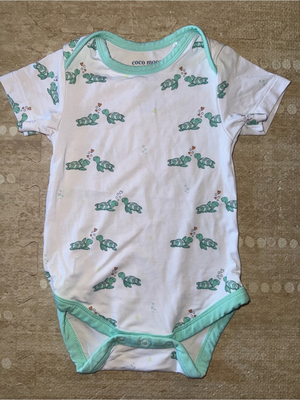 Coco Moons White One-Piece with Mint Sea Turtle Print
